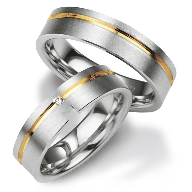 Trauringe / Partnerringe Silber 925 mit Gelbgoldplattierung - TRS08BR009Si