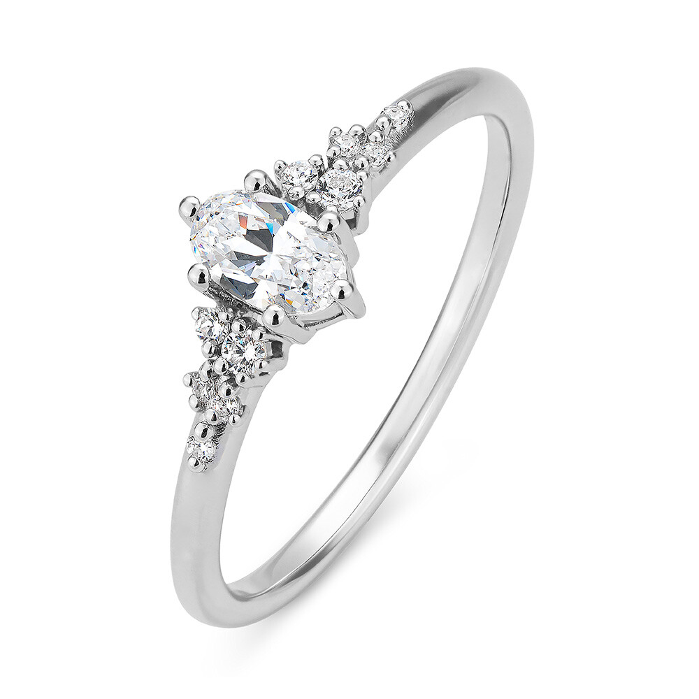 Diamantring Oval Weißgold Lab-Grown BR4106443