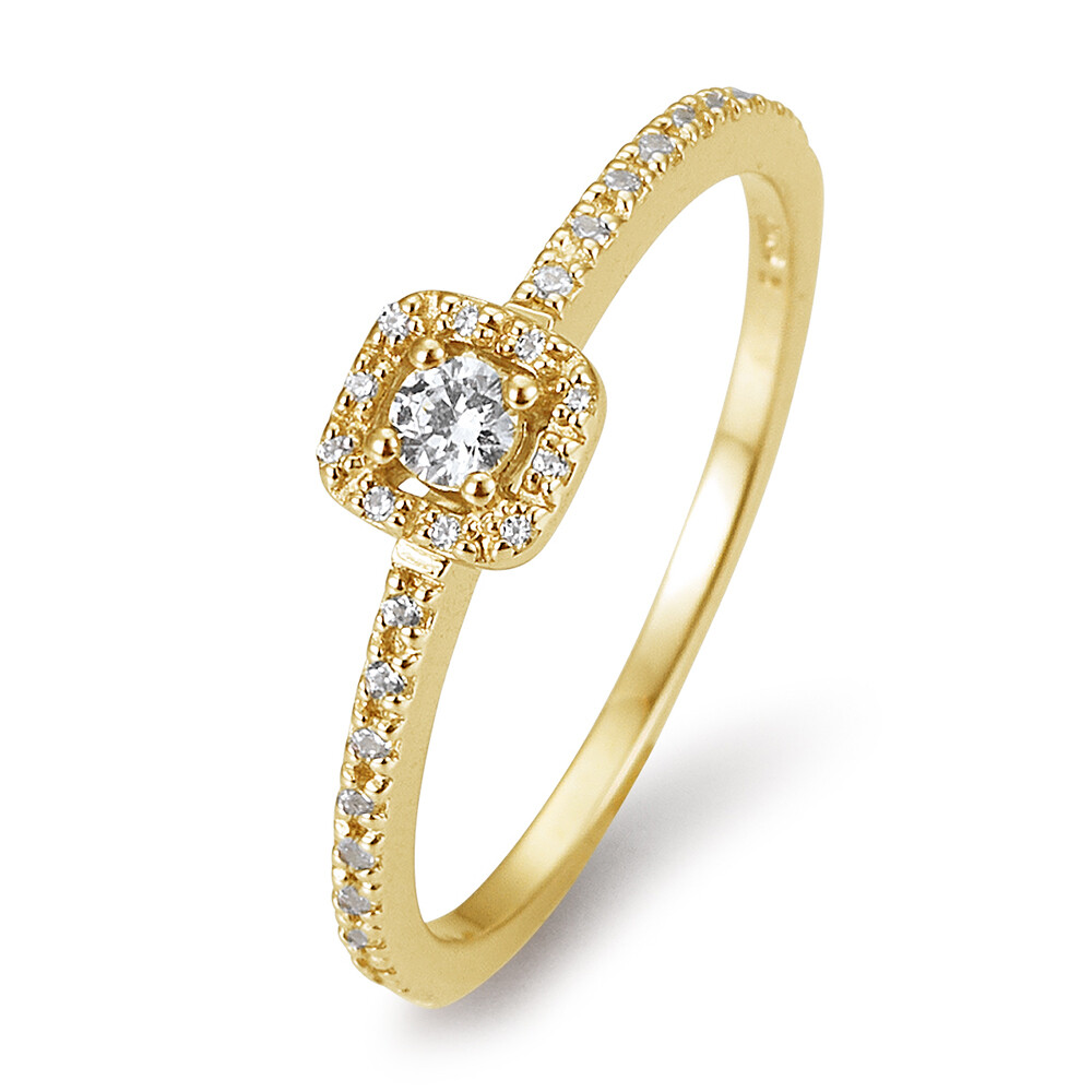 Fantasy Pavé Eckig Ring Gelbgold Brillant 41/05802