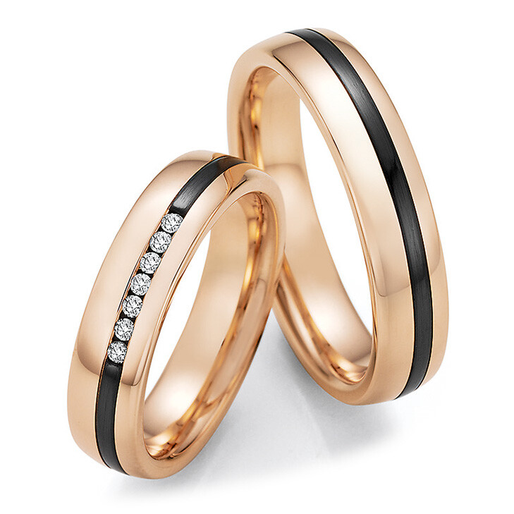 Trauringe Rotgold Zirconium Brillant 14/10030 & 14/10040