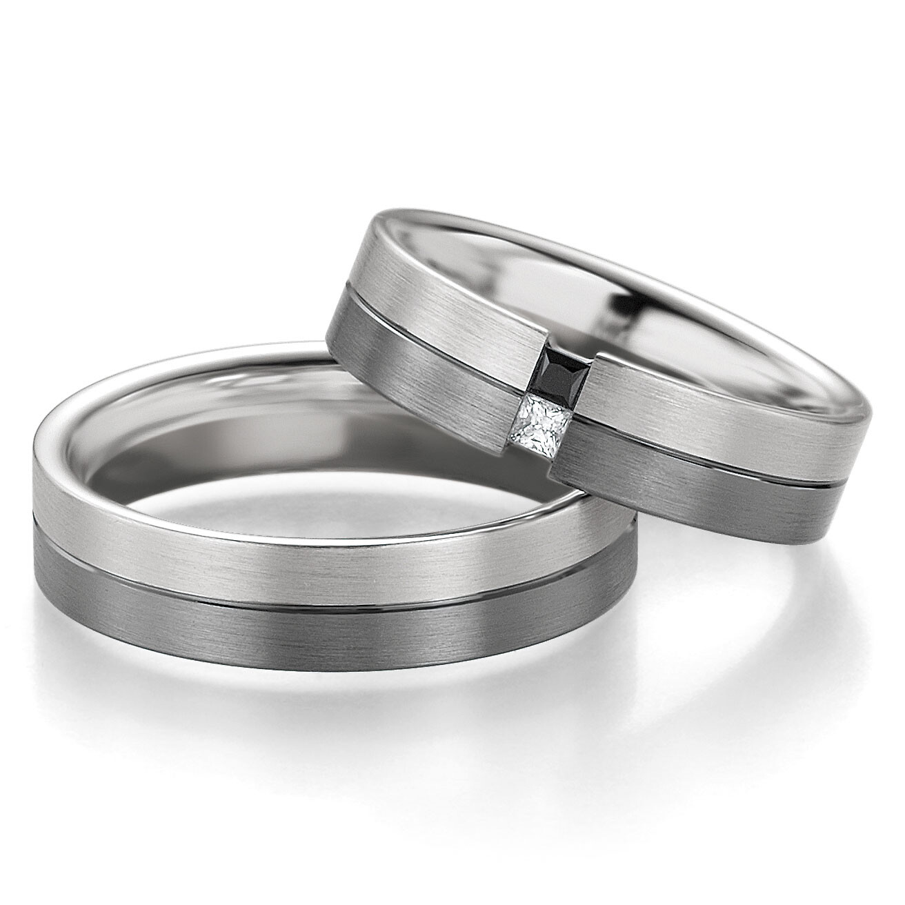 Trauringe Weißgold & Graugold 48/06401 & 48/06402