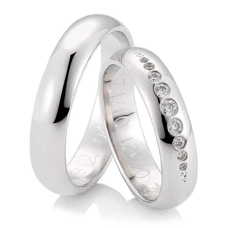 Trauringe Weißgold Joy Eheringe 48/04521 & 48/04522