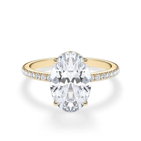 Verlobungsring Hidden Halo Oval Gelbgold RU-1902