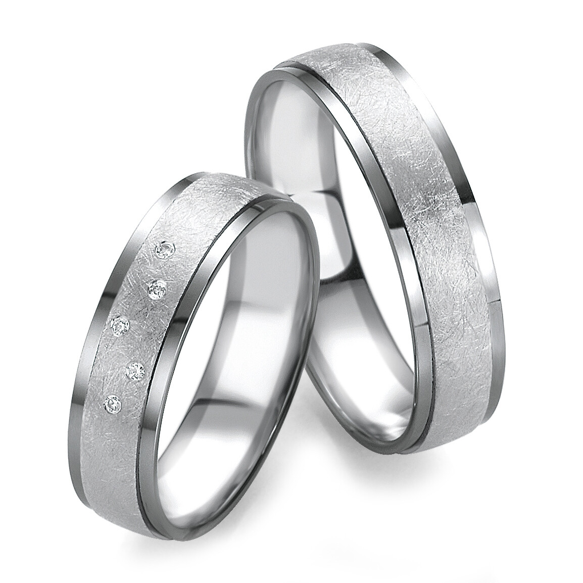 BR Trauringe Weißgold 585 & Graugold 585 Brillant 48/07145 & 48/07146