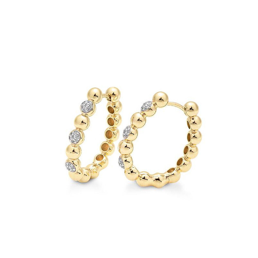 Creolen mit Kugeln aus Gelbgold Brillant BR243-7, ⌀  16 mm