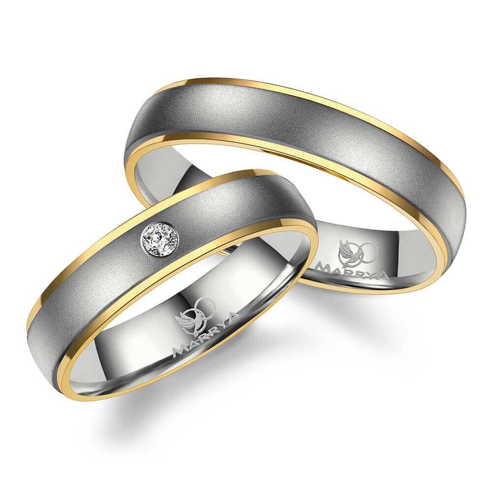 Trauringe Partnerringe Titan Gelb Zirkonia MA TI-11