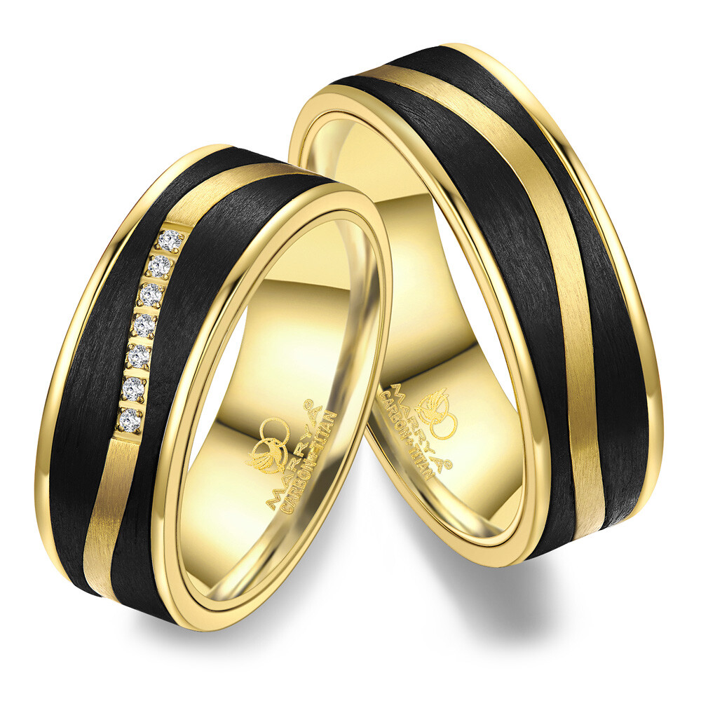 Partnerringe Eheringe Carbon Gold Marrya CA-06
