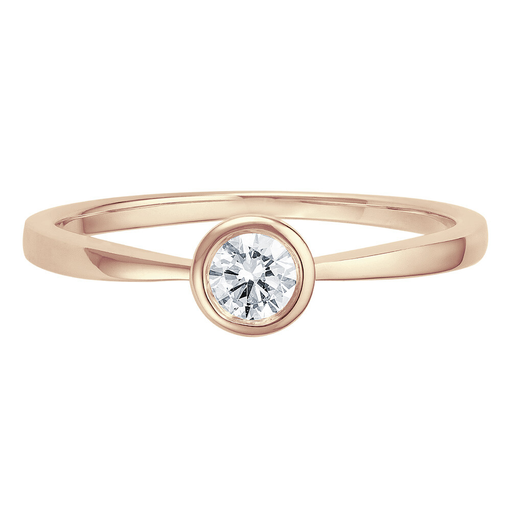 Solitaire Ring Roségold Brillant 0.170 ct. w/si, liegend