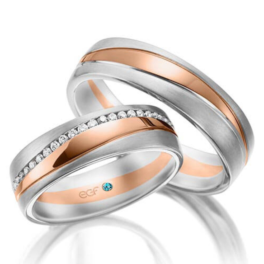 Trauringe Bicolor Weißgold & Rotgold F-1153-1