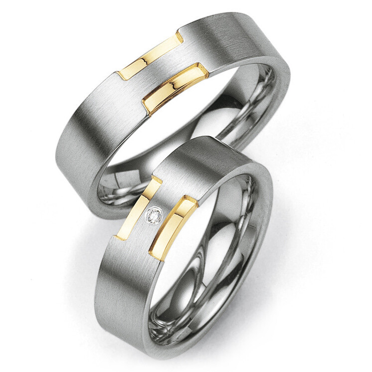 Trauringe / Partnerringe aus Silber 925 mit Gelbgoldplattierung - TRS08BR007Si