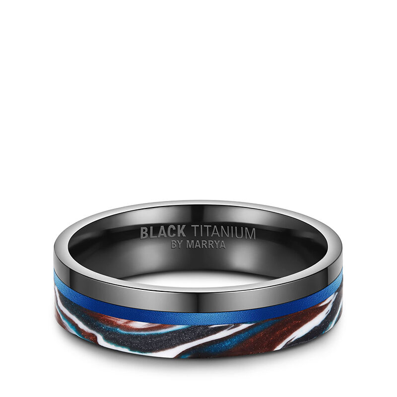 Eheringe Black Titanium Blue Ocean Zirkonia BT-14