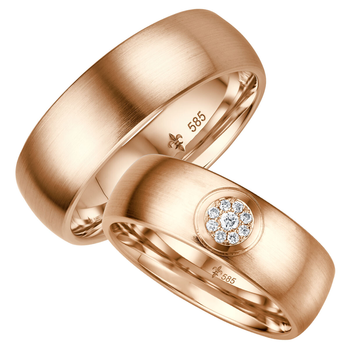 Trauringe Mila aus Rotgold Flower Brillant