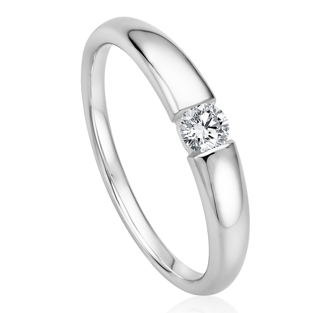 Solitaire Ring Weißgold Brillant 0.170 ct. w/si