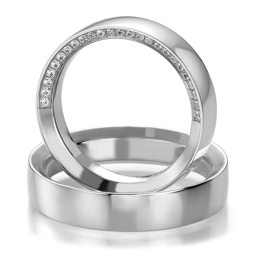 Trauringe Weißgold Design 48/05221 & 48/05222 Eheringe