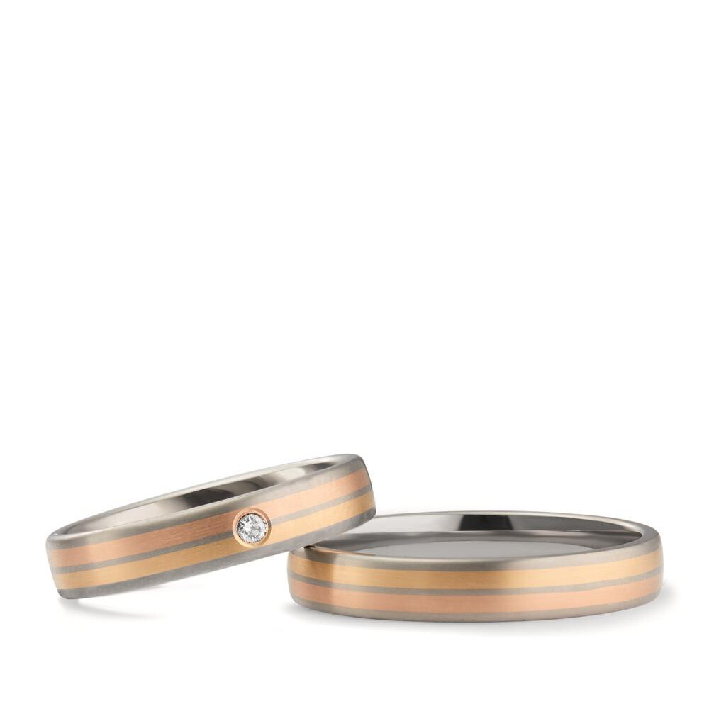 Trauringe Titan & Gelb-/Rotgold 750 Brillant 0,030 ct.