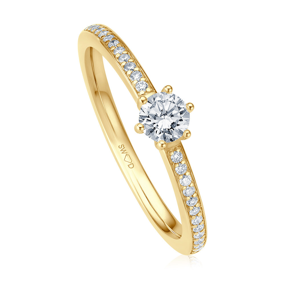 Verlobungsring Pavé Gelbgold Brillant 0.350 ct.