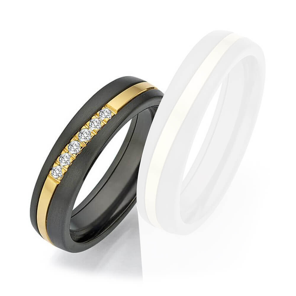 Damenring Surfing Colors Zirkonium & Gelbgold 585 1420010