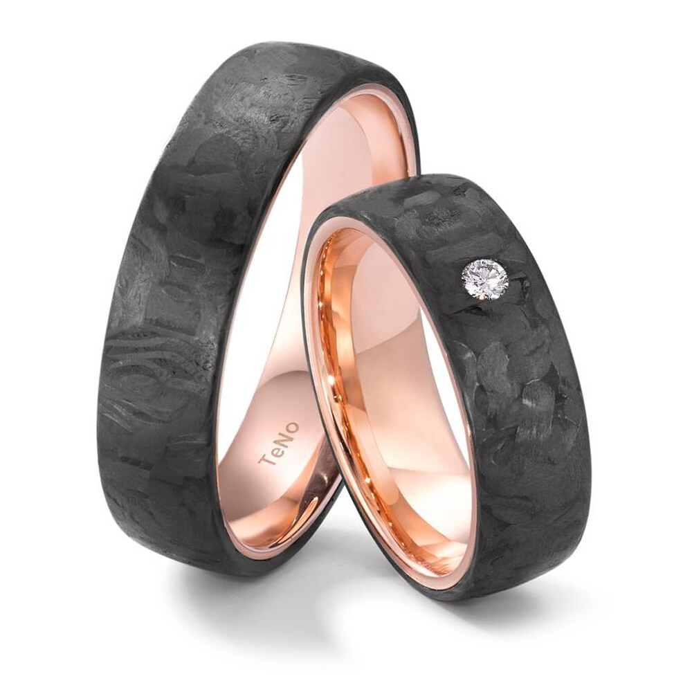 Volcanic Partnerringe Rotgold & Carbon TNO52661