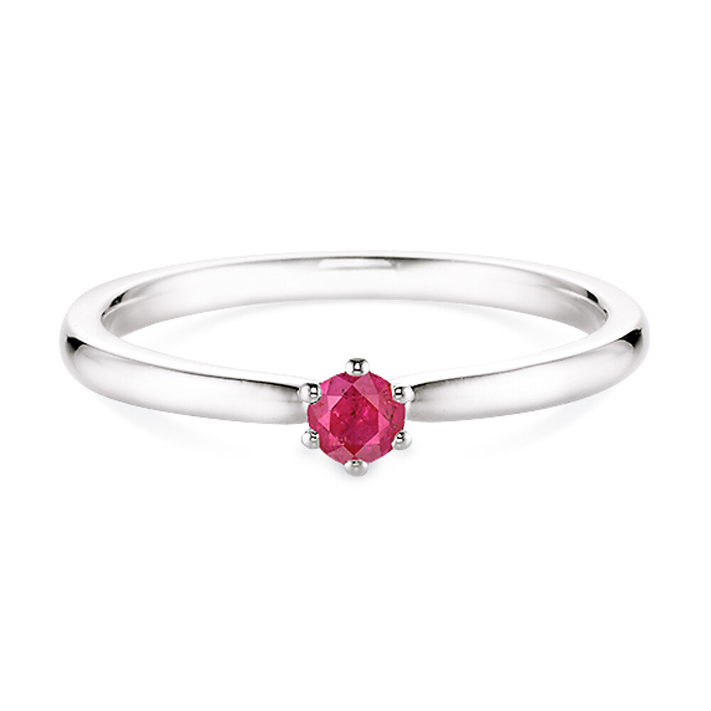 Verlobungsring Weißgold mit Rubin 3,5 mm