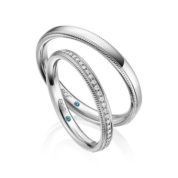 Trauringe Palladium-Silber Perlfuge Brillant F-1341-4