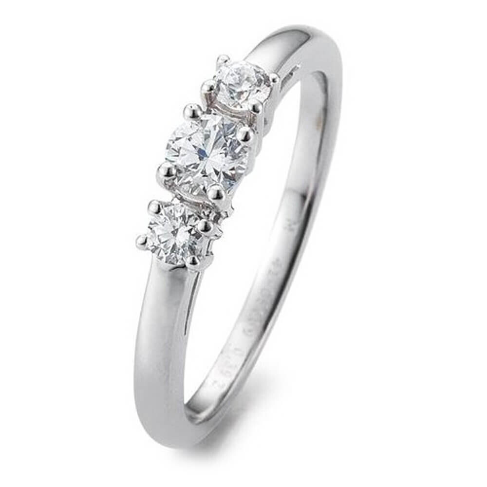 Verlobungsring 3 Steine Platin mit Lab-Grown Diamanten