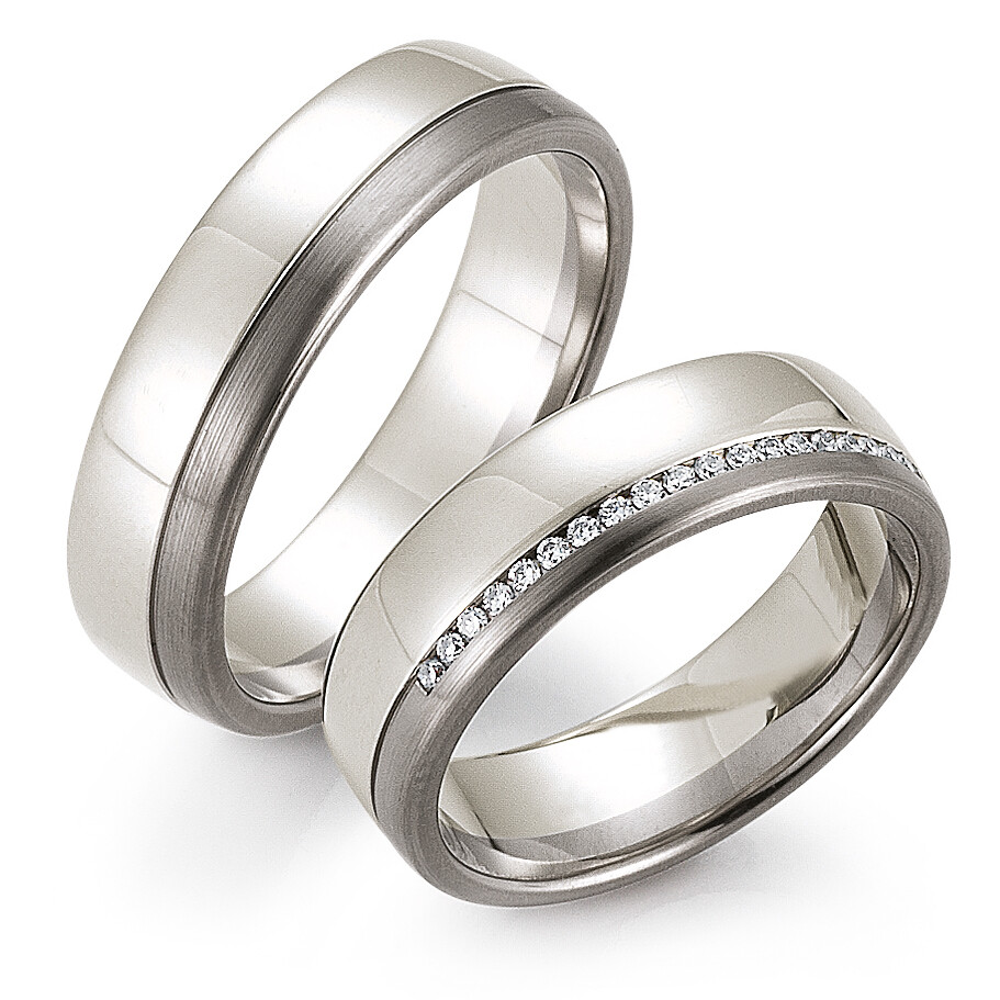 Eheringe Trauringe 4/28203/6 & 28203/6 aus Weißgold 375 & Palladium 500