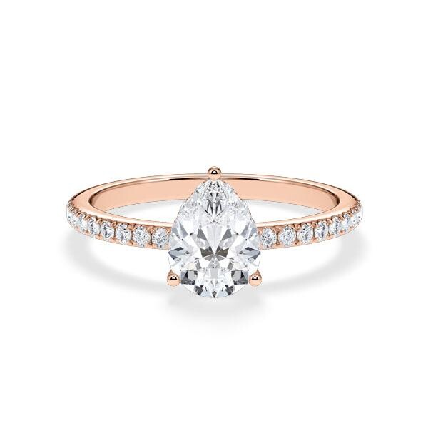 Verlobungsring Hidden Halo Lab-Grown Tropfen-Diamant Rotgold RU-1903