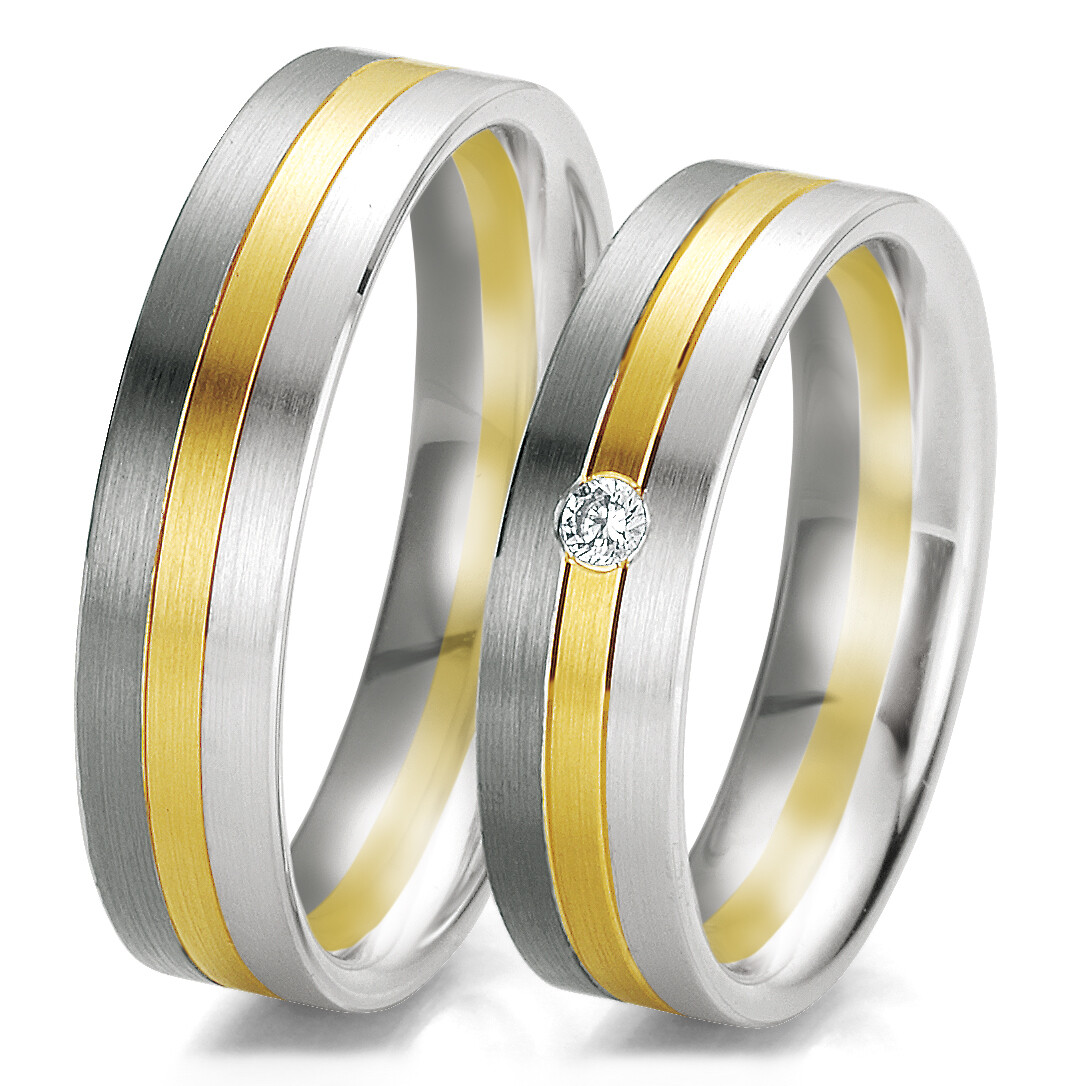 Tricolor Trauringe Brillant 48/06125 & 48/06126 Eheringe