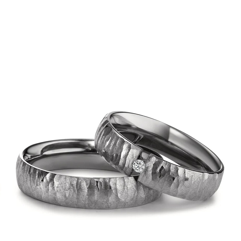 Trauringe aus Tantal gehämmert Brillant TNO597535-6