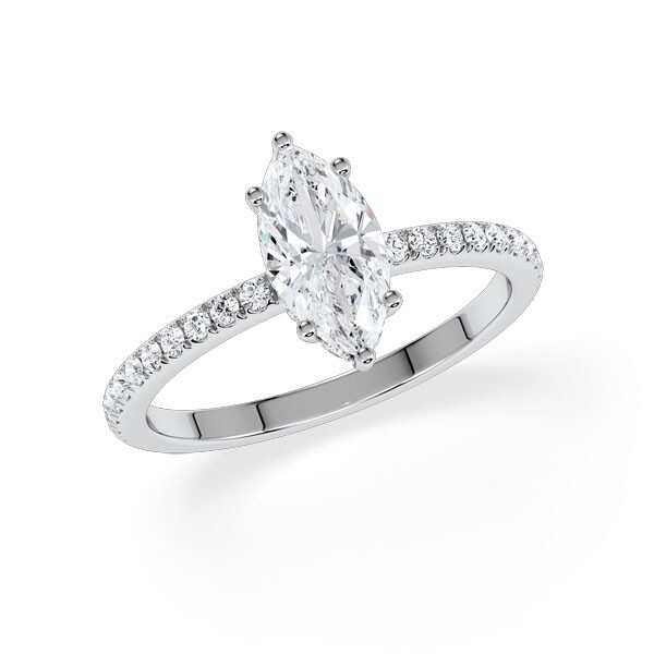 Ring Classic Hidden Halo Marquise Diamant Platin Rubin 1901