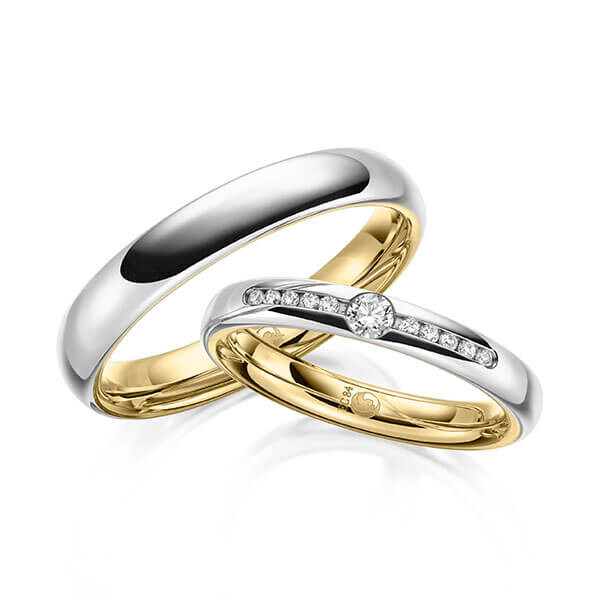 Trauringe Bicolor Eheringe Gelbgold Palladium RU-1645