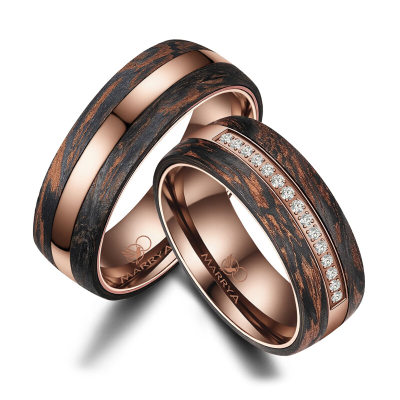 Partnerringe Edelstahl Carbon Bronce Design CB-03