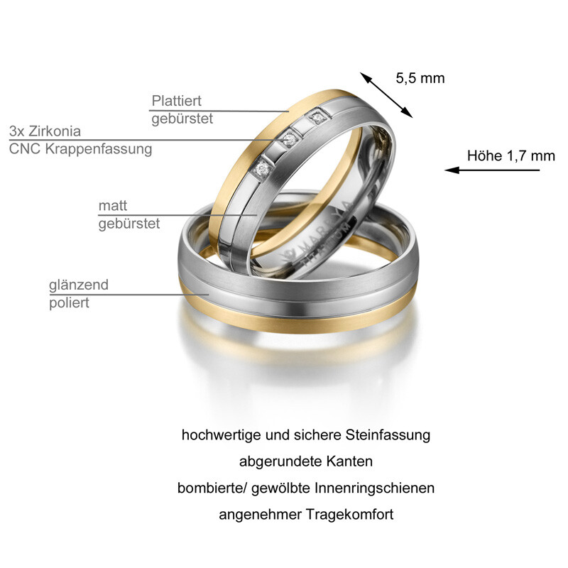 Trauringe Partnerringe Titan Gold Marrya TI-10 Info