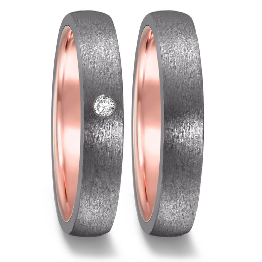 Trauringe Tantal Rotgold 585 Brillant 52568