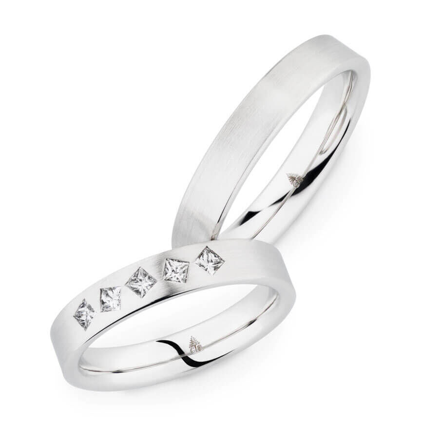 Eheringe Platin Princess Diamanten 0,230 ct.