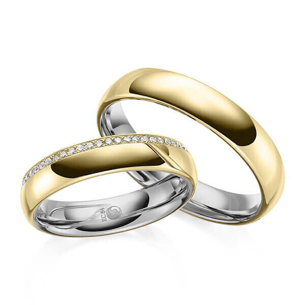Trauringe Eheringe Bicolor Gelbgold Palladium RU-1644