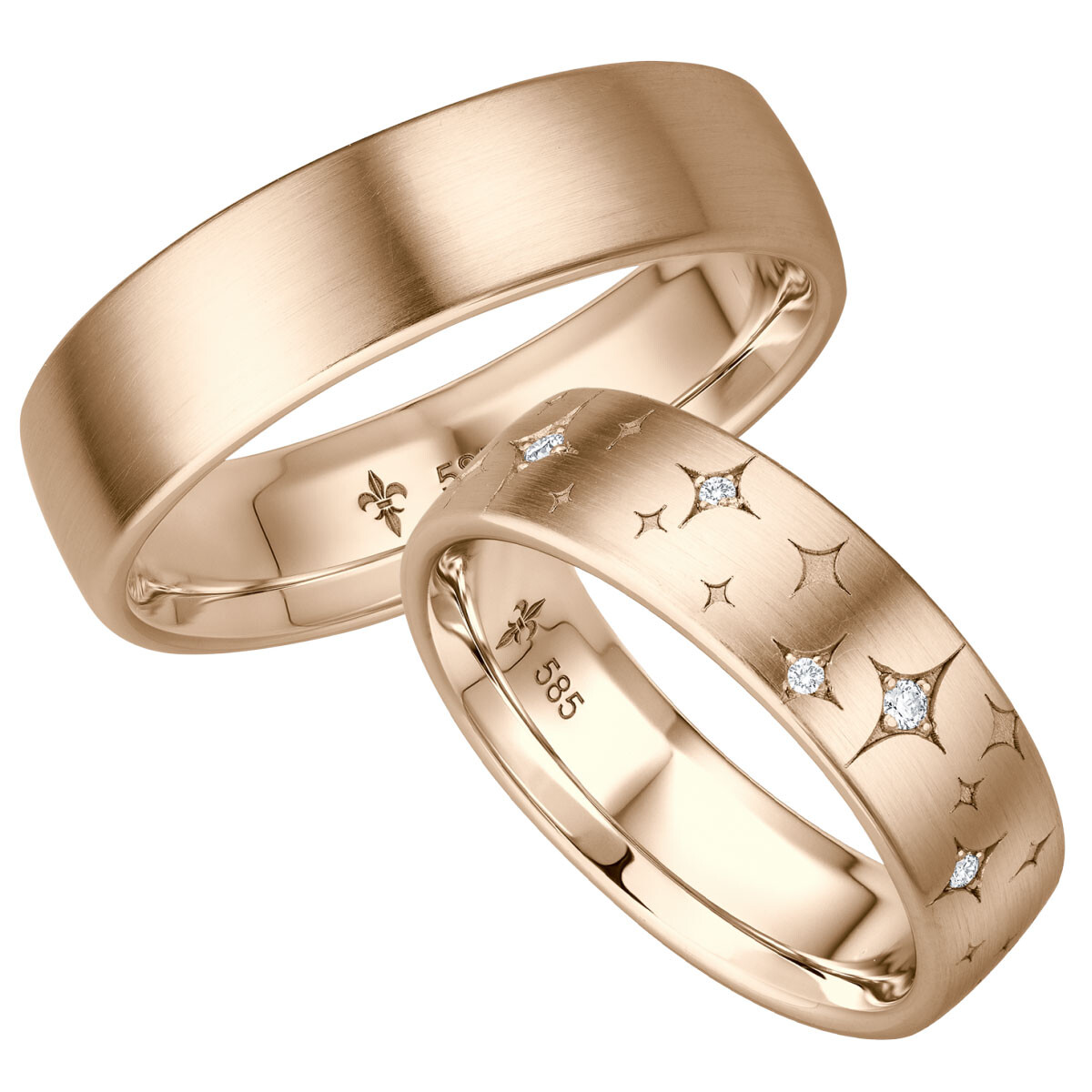 Trauringe TR-0-00042 & TR-1-00042 Élaine Roségold