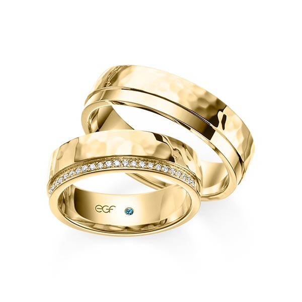 Trauringe Gelbgold Hammerschlag Brillant F-1349-3