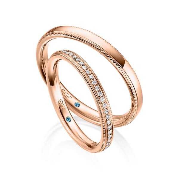 Trauringe Rotgold Perlfuge Brillant F-1341-7