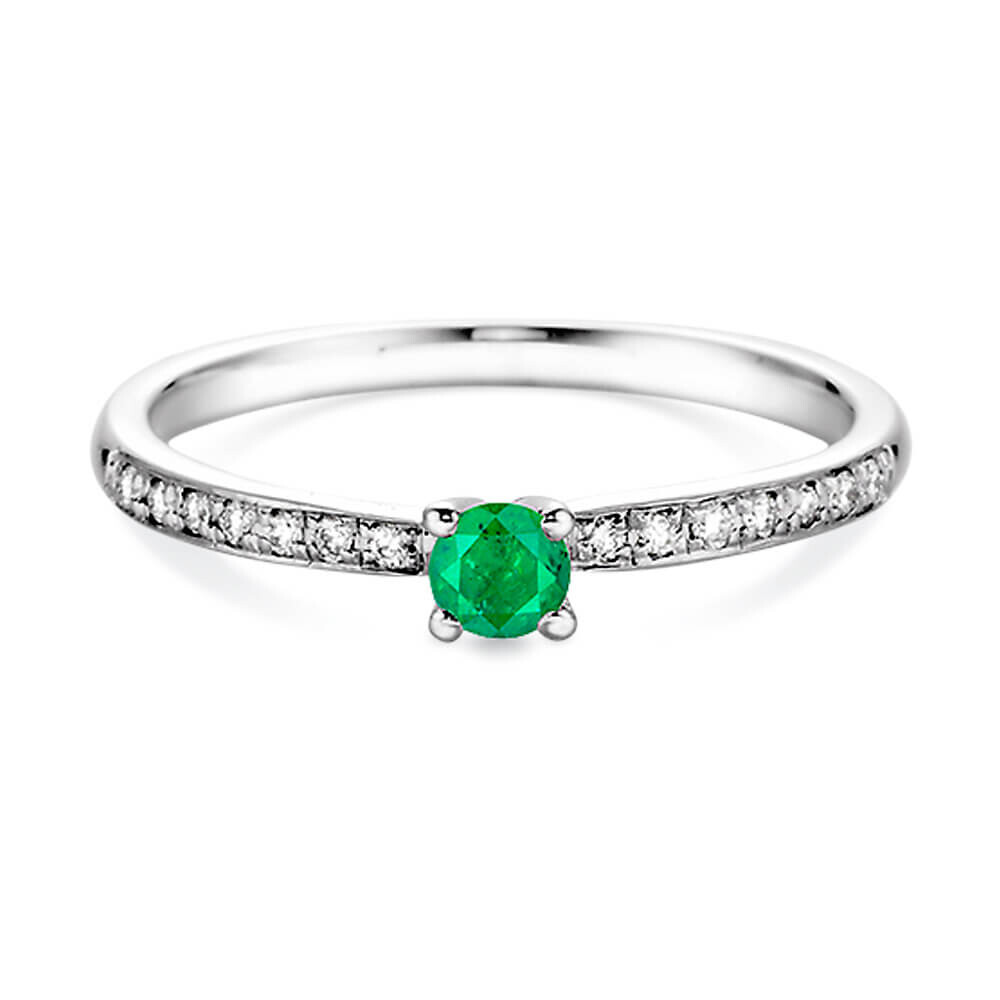 Verlobungsring Weißgold Smaragd Brillant DT26964