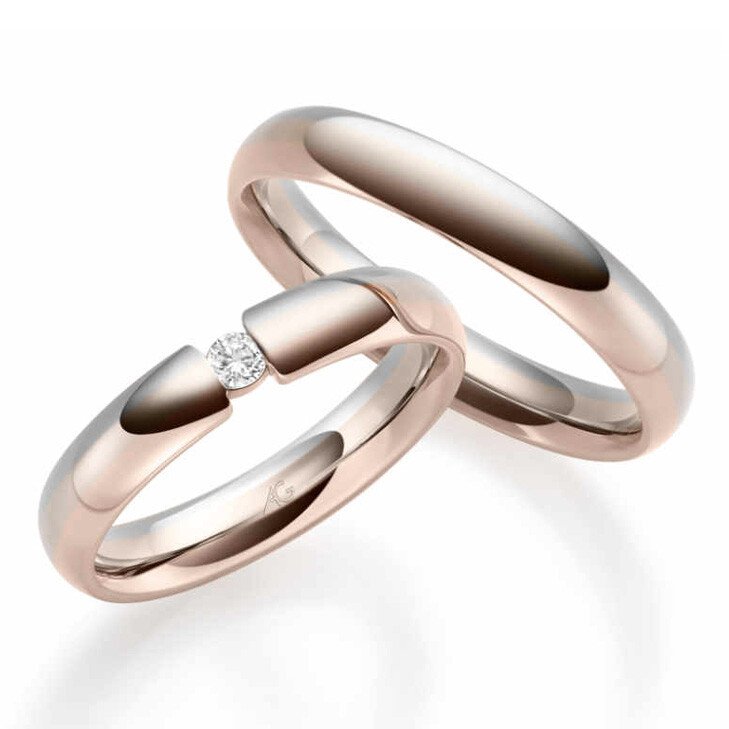 Eheringe Trauringe Mondlicht Brillant 31152/4 Rot-Haselnuss Weißgold