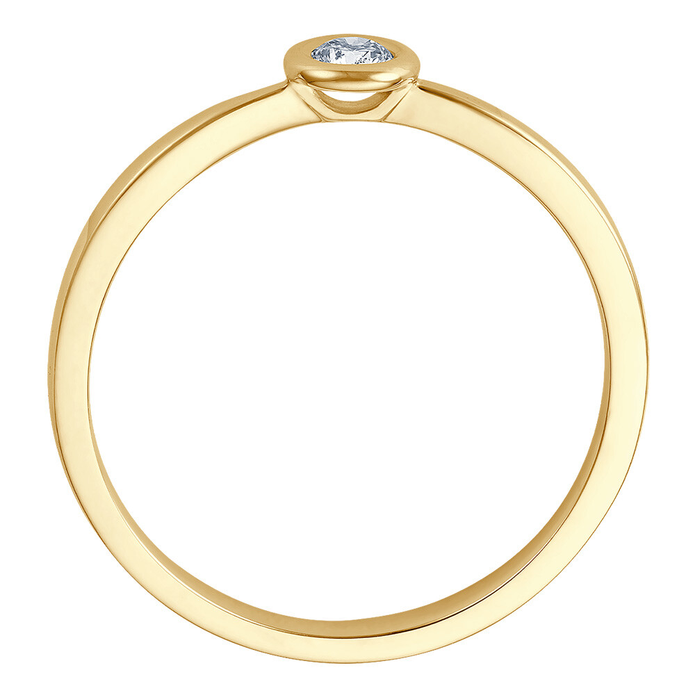 Solitaire Ring Gelbgold Brillant 0.090 ct. w/si, liegend, stehend