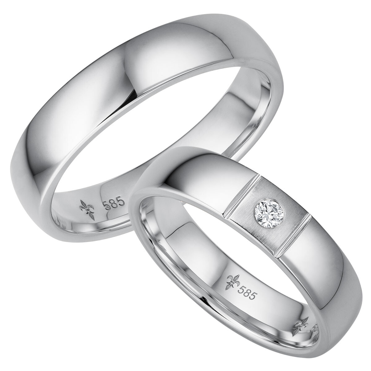 Trauringe Francine Weißgold TR-0-00040 & TR-1-00040