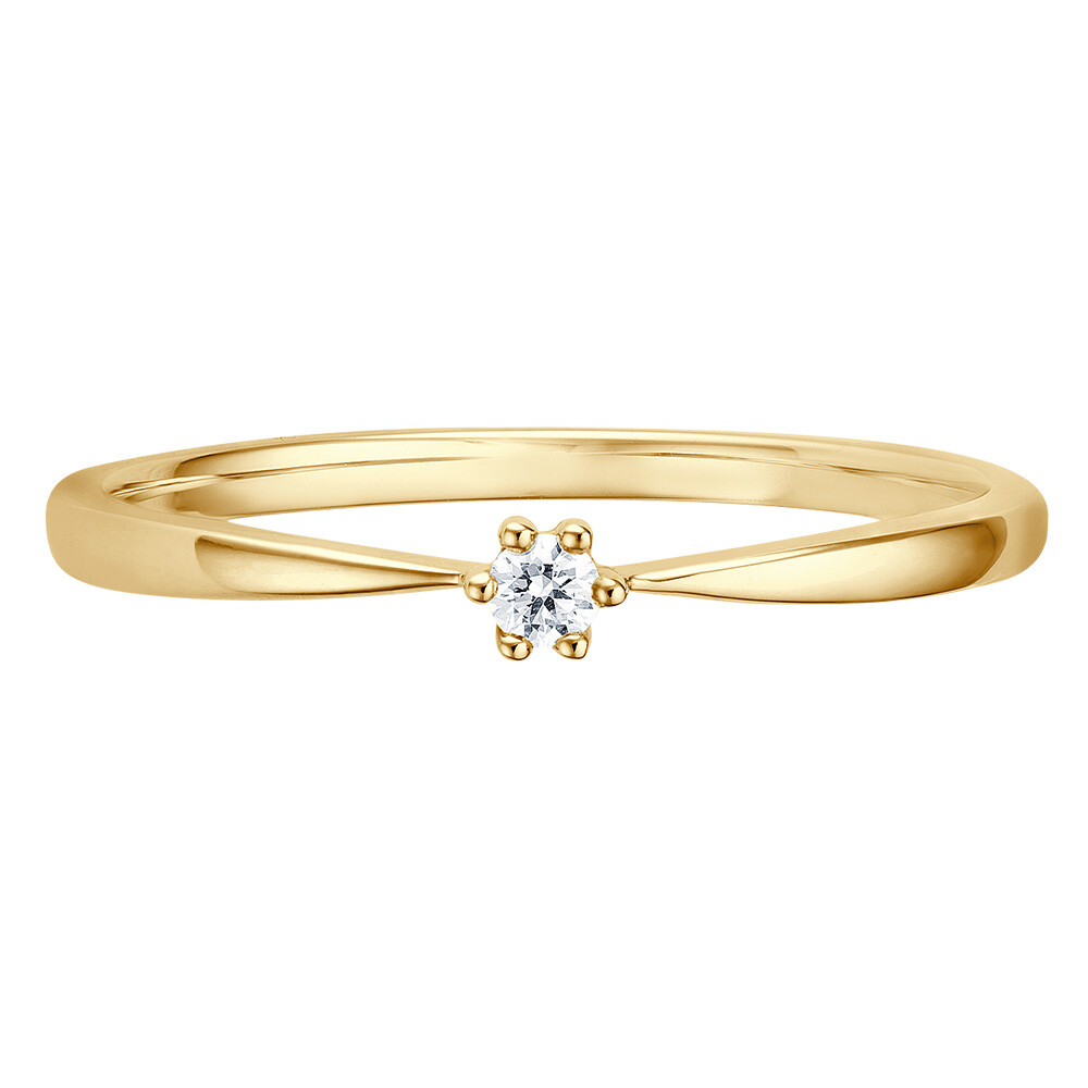 Solitaire Ring Gelbgold Brillant 0.040 ct. w/si, liegend