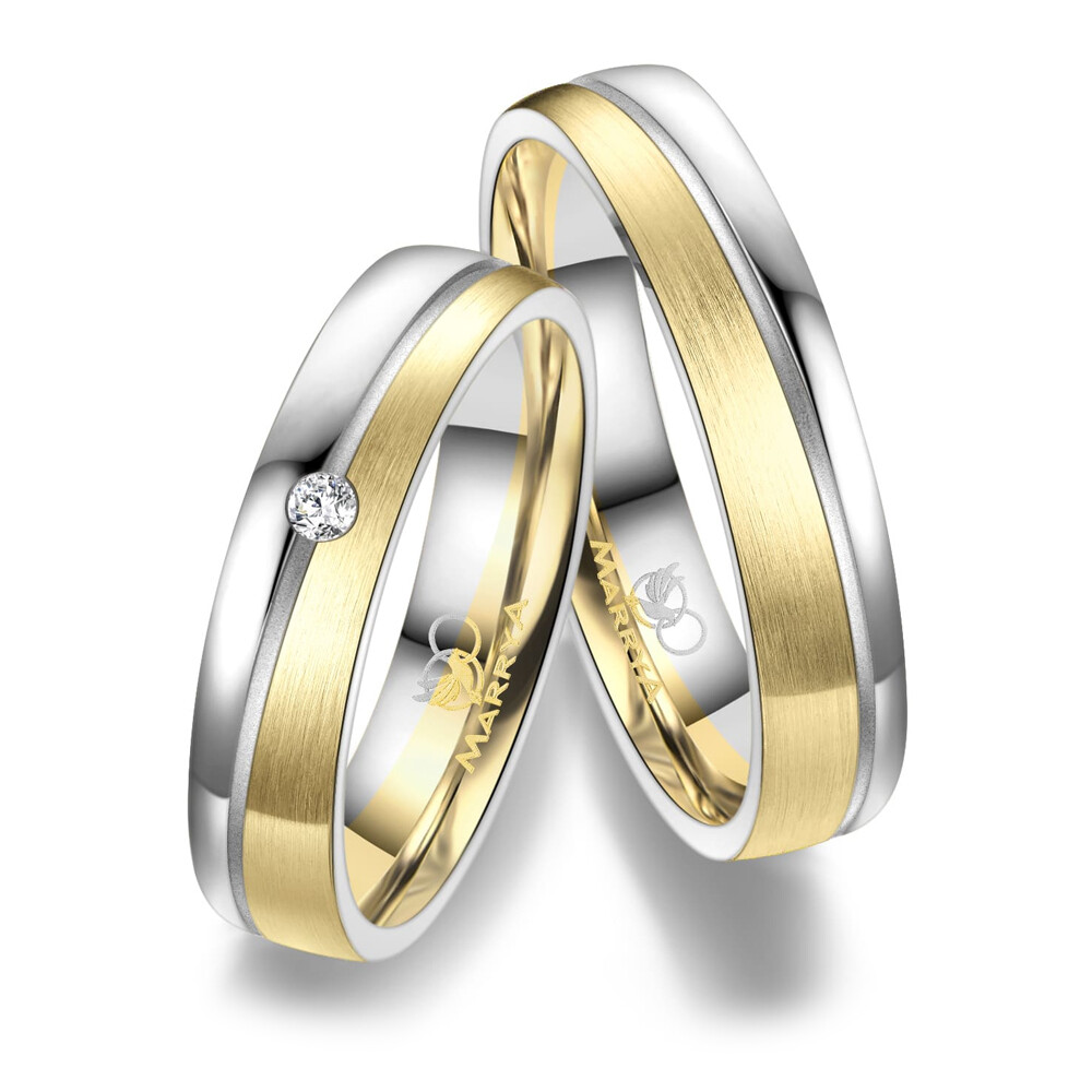 Trauringe Partnerringe Gelbgold 333 & Weißgold 333 Marrya GO-41