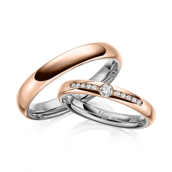 Trauringe Bicolor Eheringe Rotgold Platin RU-1645