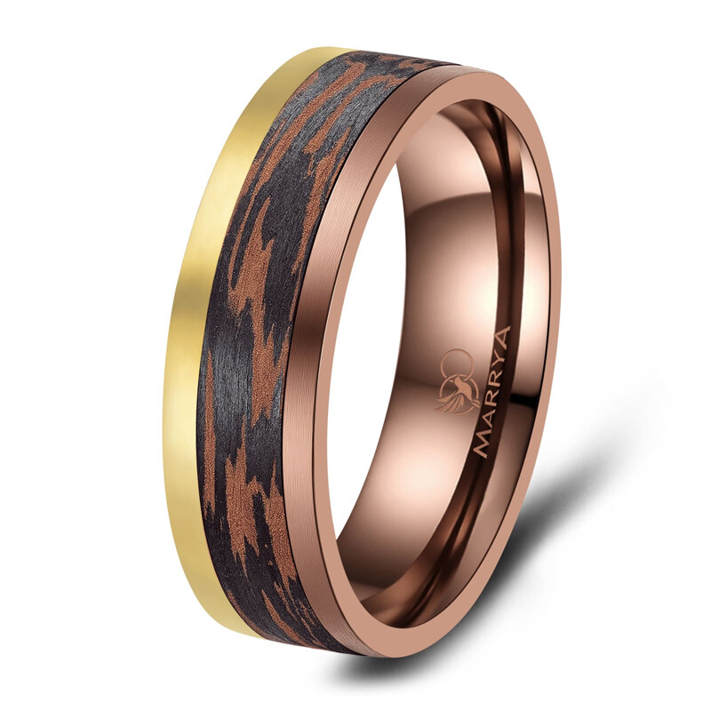 Breiter Herrenring Carbon Bronce Gold CB-07