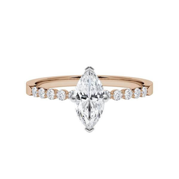 Diamantring Peach-Gold 750 & Weißgold 750 Marquise-Diamant zus. 0,900ct RU-1786