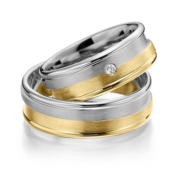 Design Trauringe Graugold Gelbgold Brillant RU-1491