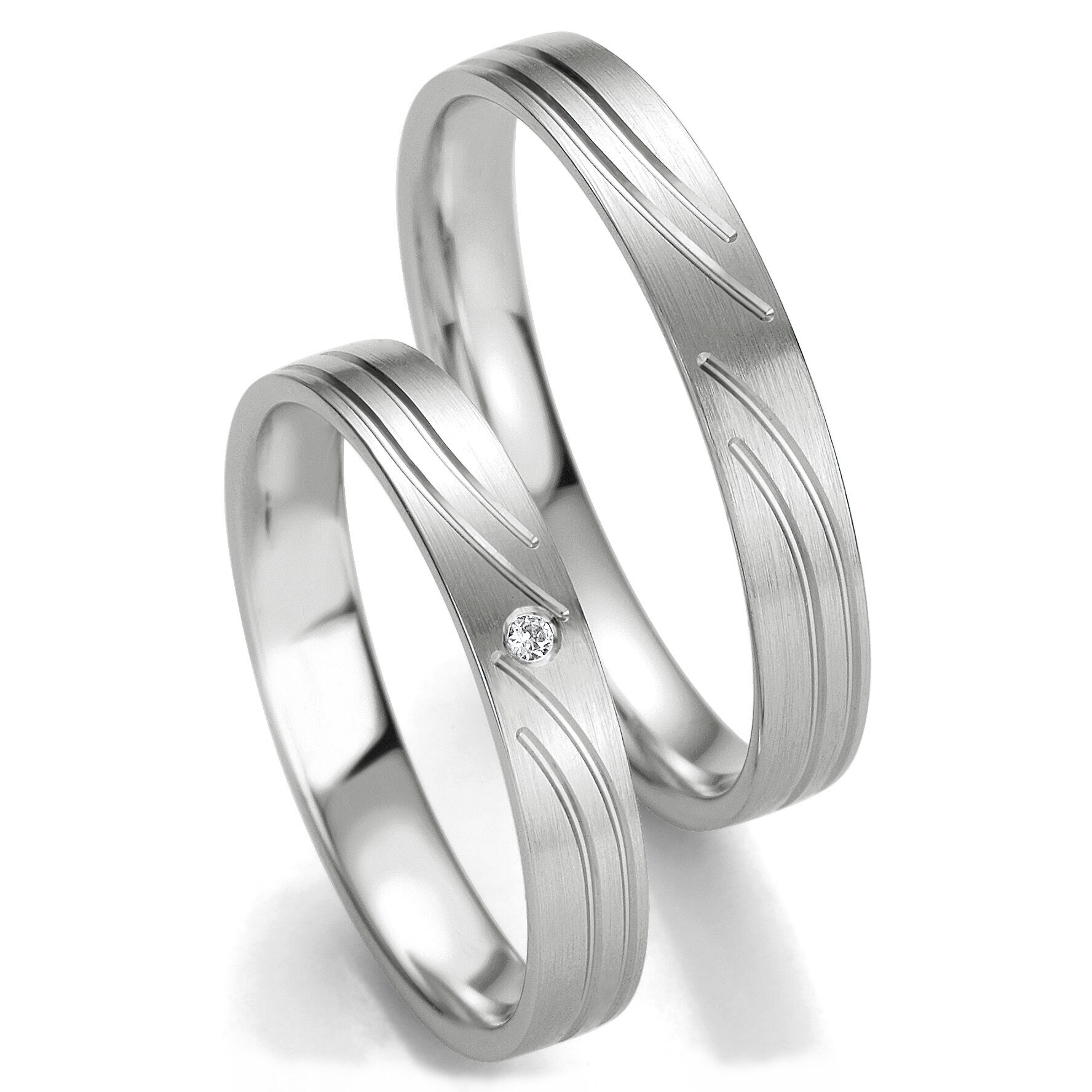 Trauringe Weißgold Brillant 0,010 ct.